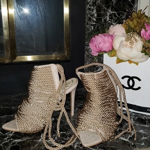 Roped Peep Toe Stiletto Heels